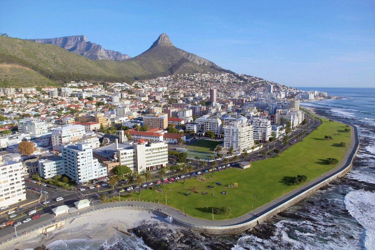 Aerial view of Cape Town with Lion's Head and the Atlantic Seaboard